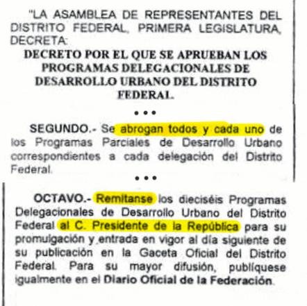 Decreto por el que se aprueban los Programas Delegacionales de Desarrollo Urbano del Distrito Federal